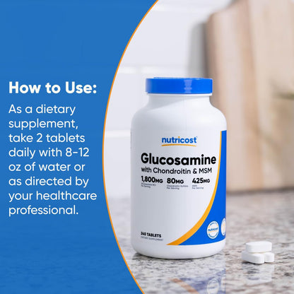 Nutricost Glucosamine 1800mg with Chondroitin & MSM, 240 Tablets, 120 Servings