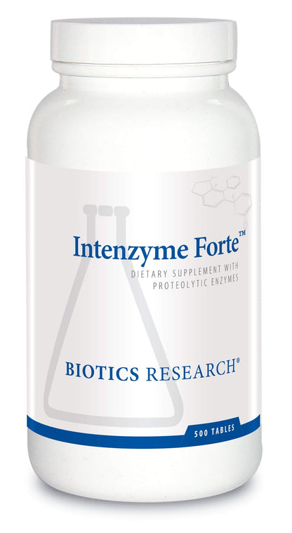 Biotics Research Intenzyme Forte™ Proteolytic Pancreatic Enzymes, Pancreatin, Bromelain, Papain, Lipase, Amylase–Supplement Supports Healthy Protein Digestion–Immune & Circulatory Function 100 Tablets