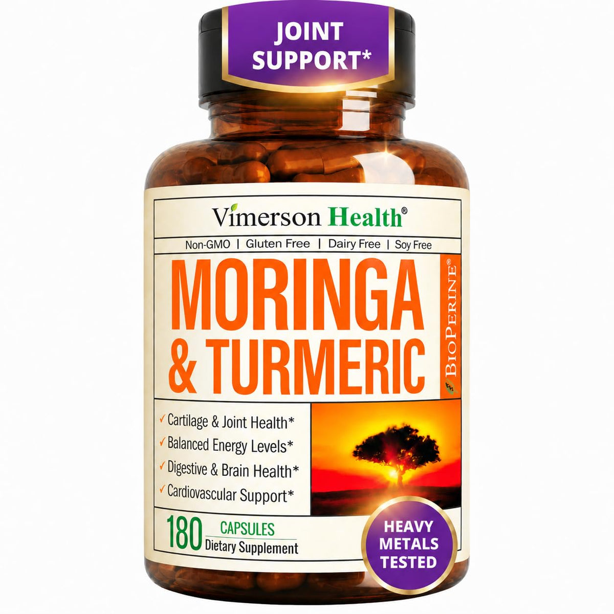 Moringa Capsules 4:1 Extract with Organic Turmeric & BioPerine 60 Capsules