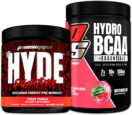 ProSupps Mr. Hyde Signature Series Fruit Punch and HydroBCAA+Essentials Watermelon Bundle