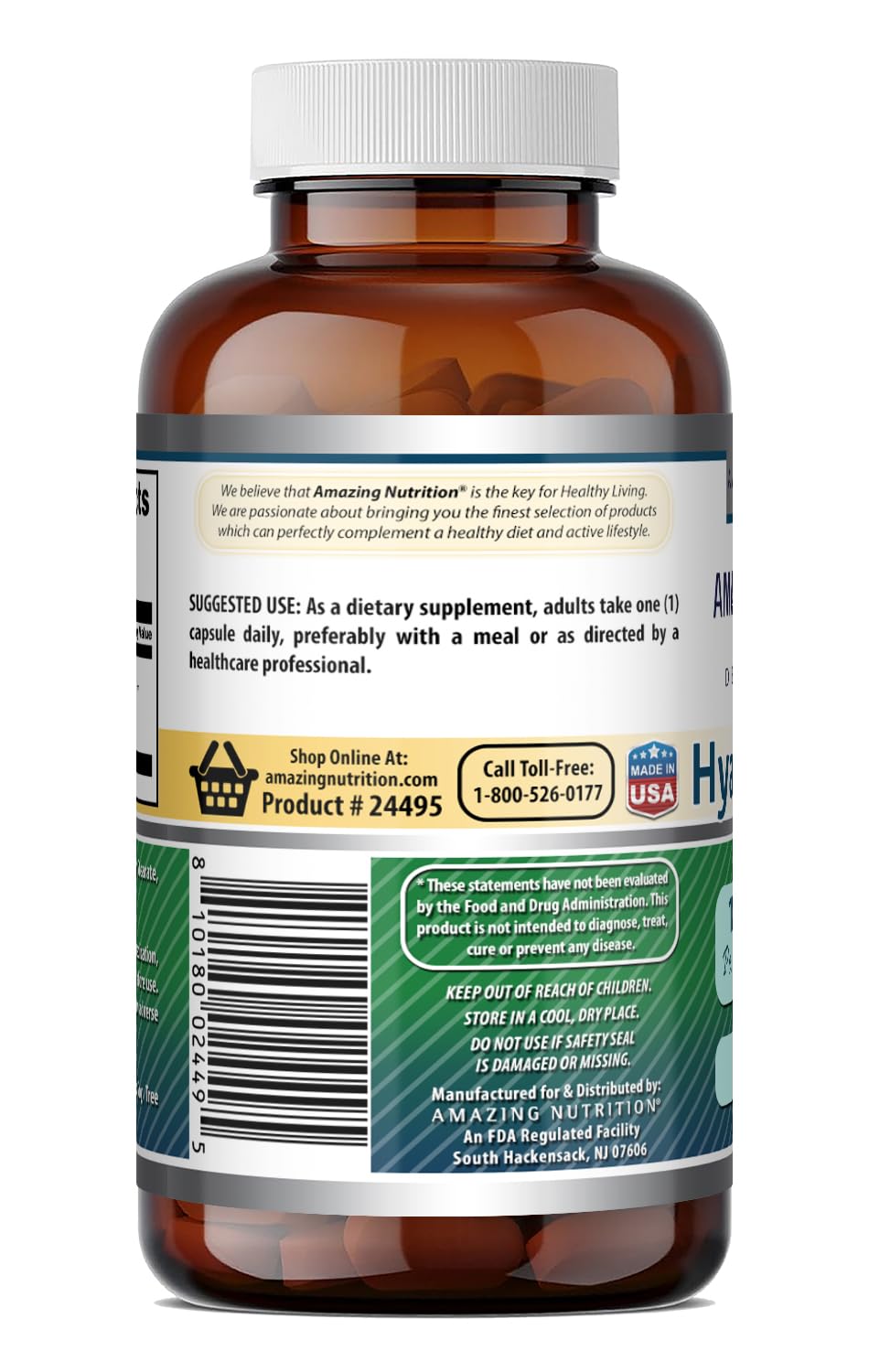 Amazing Formulas Hyaluronic Acid 100 Mg Supplement | Capsules | Non-GMO | Gluten-Free | Made in USA (1 Pack, 360 Count)