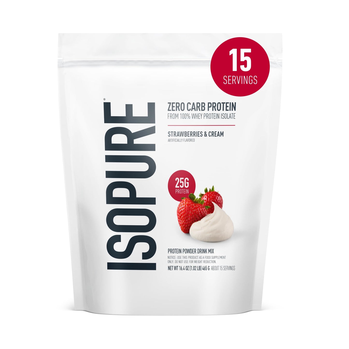 Isopure Zero Carb 100% Pure Whey Isolate Protein Powder, Gluten Free, With Vitamins, Cookies & Cream, 25g Protein Per Serving, 1 Lb, 15 Servings (Packaging May Vary)