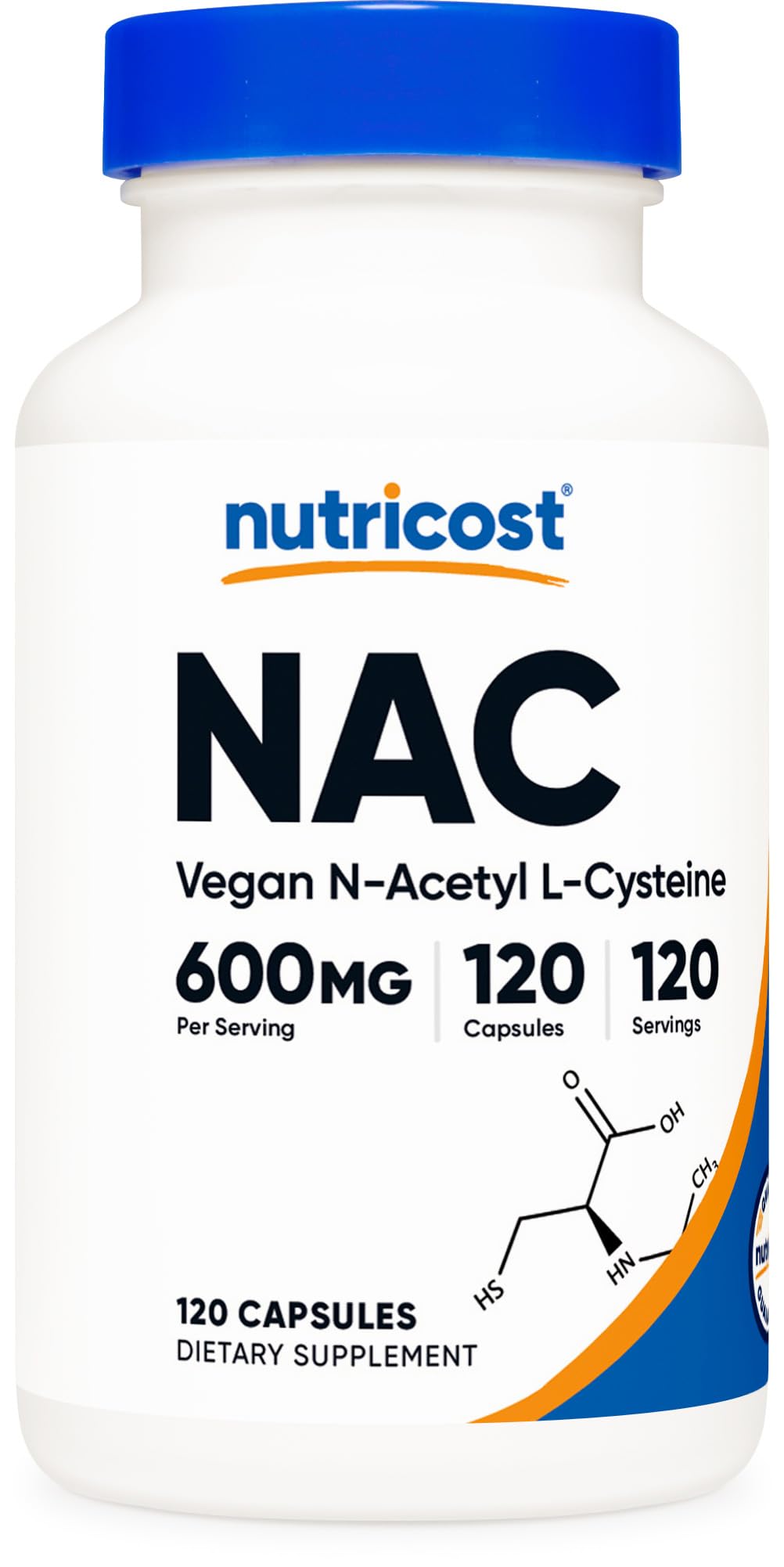 Nutricost N-Acetyl L-Cysteine (NAC) 600mg, 180 Capsules | GMO-Free And Gluten Free