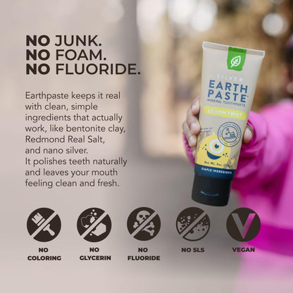 Redmond Earthpaste with Silver - Natural Non-Fluoride Toothpaste, 4 Ounce Tube (Peppermint)