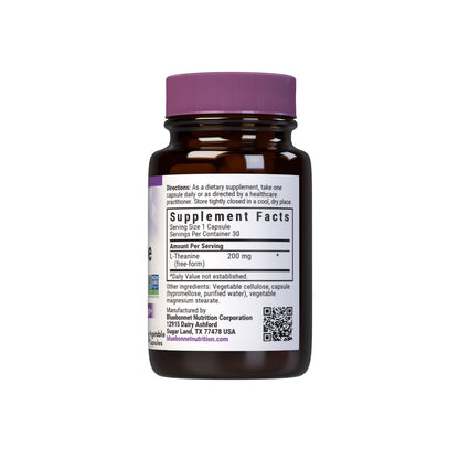 Bluebonnet Nutrition L-Theanine 200mg, Free-Form Amino Acid, Promotes Relaxation*, Soy-Free, Gluten-Free, Non-GMO, Kosher Certified, Vegan, 60 Vegetable Capsules, 60 Servings
