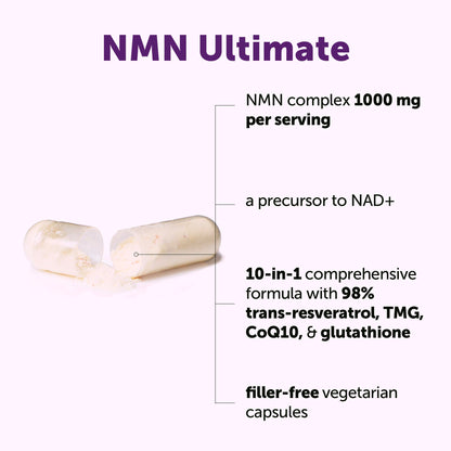 Micro Ingredients NMN Complex 1000mg Per Serving, 120 Veggie Capsules | 10-in-1 with Nicotinamide Mononucleotide, Resveratrol, CoQ10, Quercetin & Glutathione | NAD+ Supplement Precursor | Filler Free