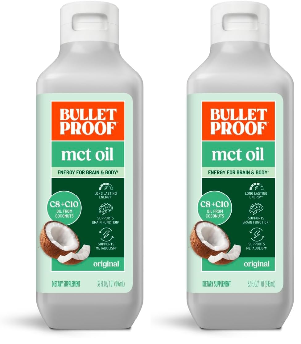 Bulletproof C8 & C10 MCT Oil, 100% Pure Coconut Oil, Triple-Distilled for Sustained Keto Energy, Unflavored, No Additives or Fillers, Non-GMO, 16 oz