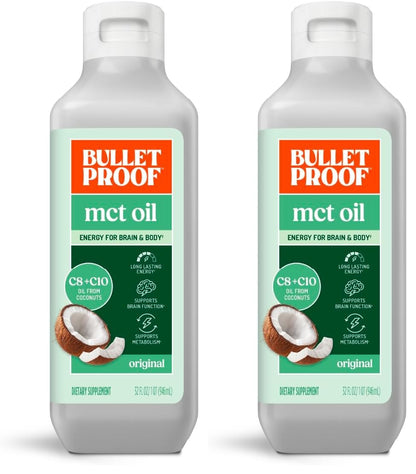 Bulletproof C8 & C10 MCT Oil, 100% Pure Coconut Oil, Triple-Distilled for Sustained Keto Energy, Unflavored, No Additives or Fillers, Non-GMO, 16 oz