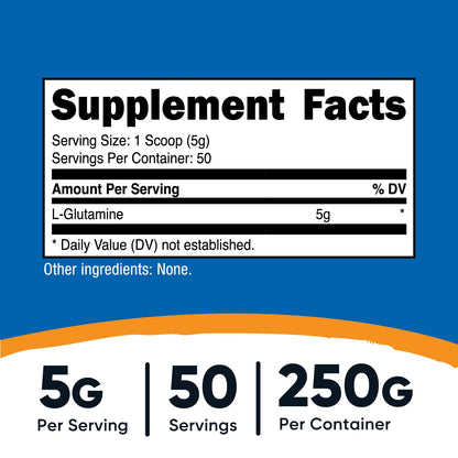 Nutricost L-Glutamine Powder (500 Grams) Unflavored - Gluten Free & Non-GMO, 100 Servings