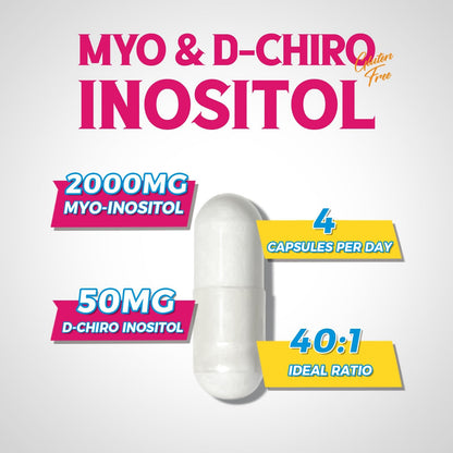 Vitalibre Inositol Supplement, Myo-Inositol & D-Chiro Inositol Supplements for Women, 40:1 Ideal Ratio, Hormone Balance and Women’s Wellness, 80 Vegan Capsules
