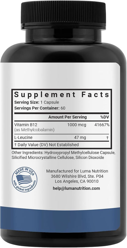 Luma Nutrition Vitamin B12 Methylcobalamin 1000 mcg - 60 Capsules