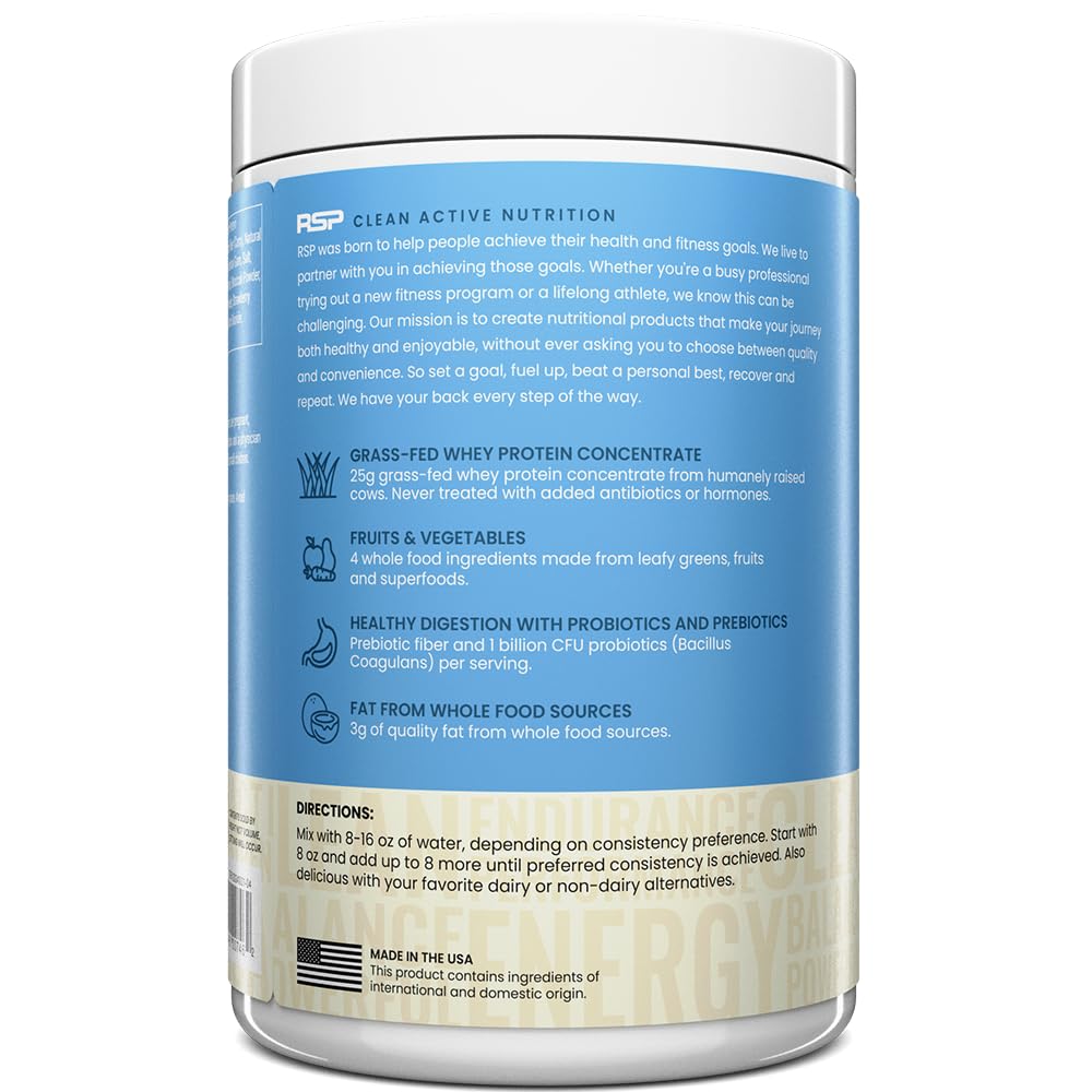 TrueFit Grass-Fed Whey Protein Powder + Fiber & Probiotics, Vanilla Shake | 25g Gut Healthy Protein with Fiber, Probiotics & Non-GMO Superfoods for Complete Meal Replacement Shake with Nothing Fake