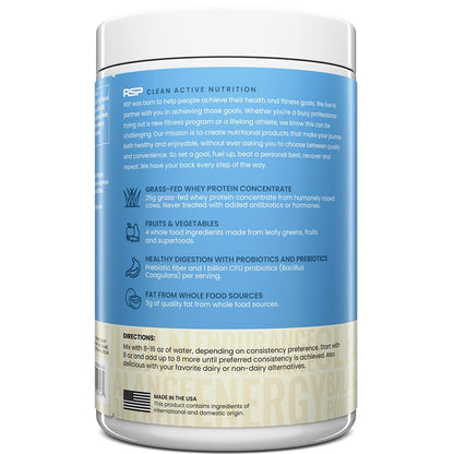 TrueFit Grass-Fed Whey Protein Powder + Fiber & Probiotics, Vanilla Shake | 25g Gut Healthy Protein with Fiber, Probiotics & Non-GMO Superfoods for Complete Meal Replacement Shake with Nothing Fake