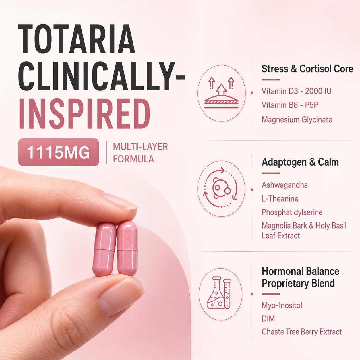 Women's Cortisol Supplement – Stress Relief, Sleep Aid, Hormone Balance, Mood & Focus, PMS*| Ashwagandha 30:1, L-Theanine, Magnesium Glycinate, Phosphatidylserine, DIM, Vitex & Myo-Inositol, 120 Ct.