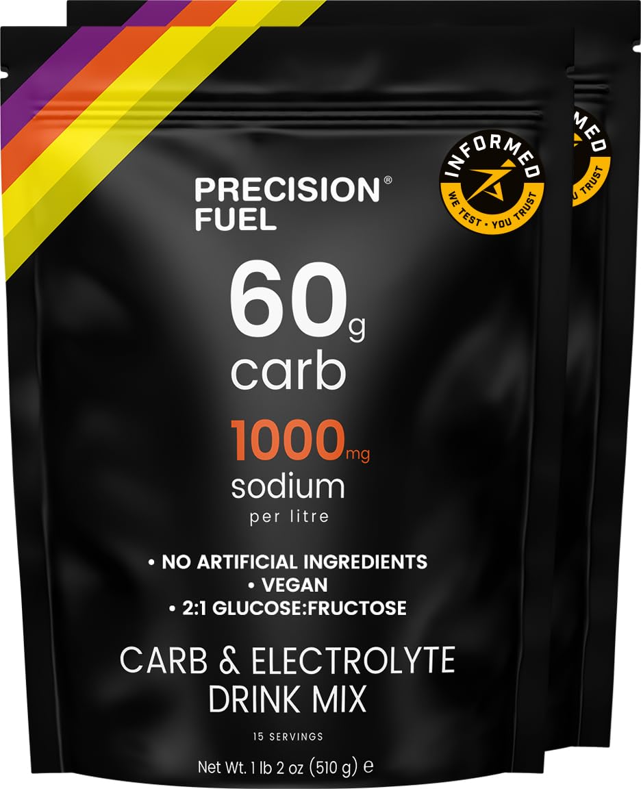 Precision Fuel PF60 Carb & Electrolyte Drink Mix Powder for Hydration & Energy - Endurance Sports Nutrition, Vegan, Hypotonic - 60g Carb, 1000mg Sodium per Litre - Mild Citrus Flavor, 1-Pack