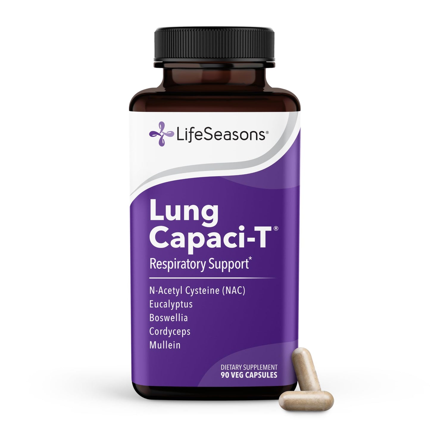 Lung Capaci-T - Respiratory Support Supplement - CoQ10, N-Acetyl Cysteine, Boswellia, Eucalyptus, Mullein, Green Tea, Nettle & Peppermint - Increases Oxygen Capacity & Reduces Mucus - 90 Capsules