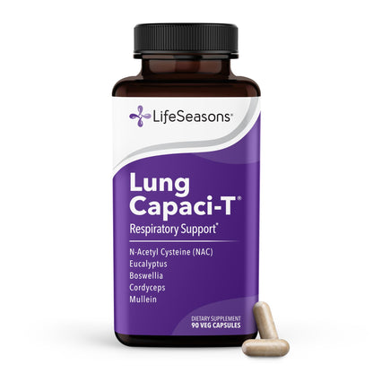 Lung Capaci-T - Respiratory Support Supplement - CoQ10, N-Acetyl Cysteine, Boswellia, Eucalyptus, Mullein, Green Tea, Nettle & Peppermint - Increases Oxygen Capacity & Reduces Mucus - 90 Capsules