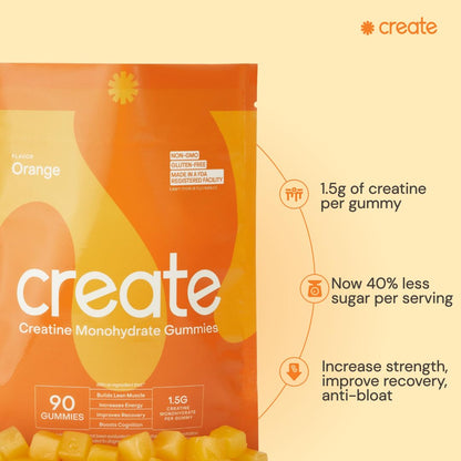Create Creatine Monohydrate Gummies for Men & Women, Boost Focus, Strength