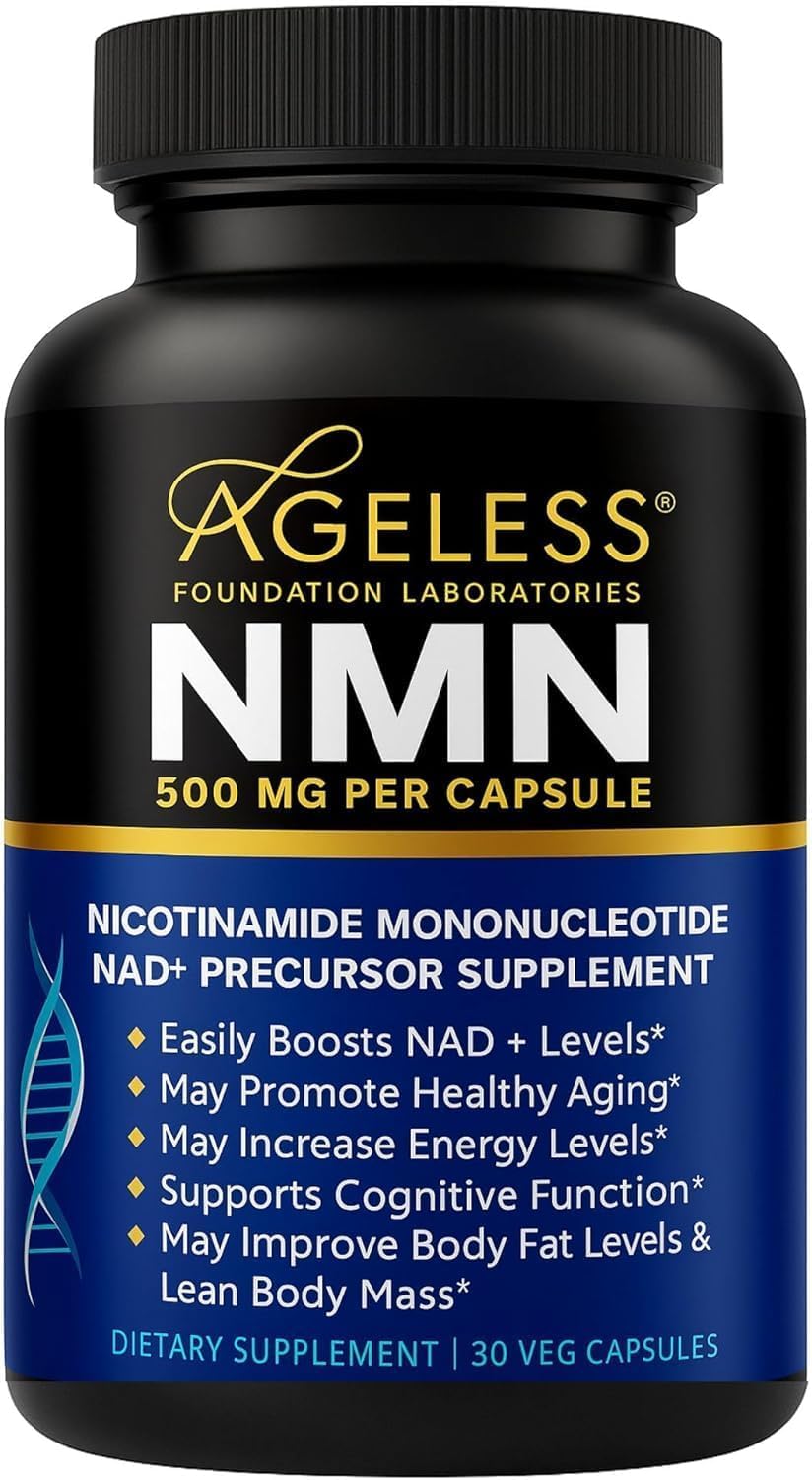 NMN Supplement 500mg For Women & Men 90 Capsules, Supports skin health | 99% Pure Nicotinamide Mononucleotide, NAD Boost for Healthy Aging & Cellular Energy, Longevity Support, Non-GMO Vegan