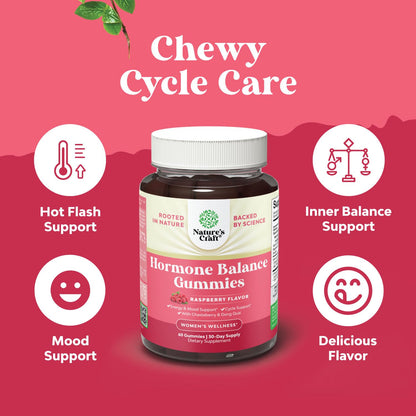 Hormone Balance for Women Gummies of All Ages - PMS Support Supplement for Women to Regulate Menstrual Cycle & Hormonal Balance Menopause & Mood Swings with Vitamin B6 & Dong Quai - 60 Chews