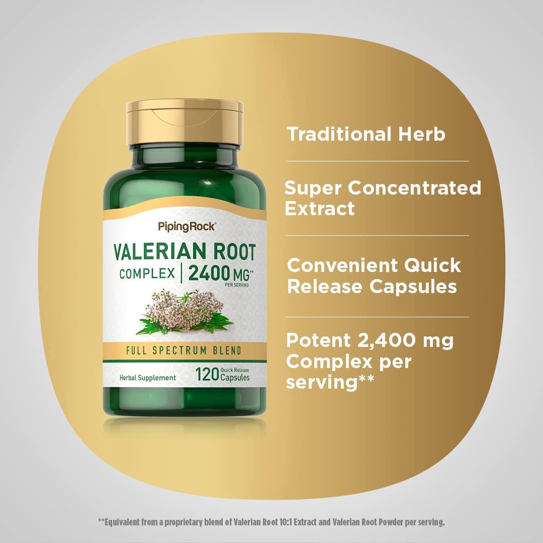 Piping Rock Valerian Root Capsules | 120 Count | Herbal Extract Complex | Non-GMO & Gluten Free Supplement