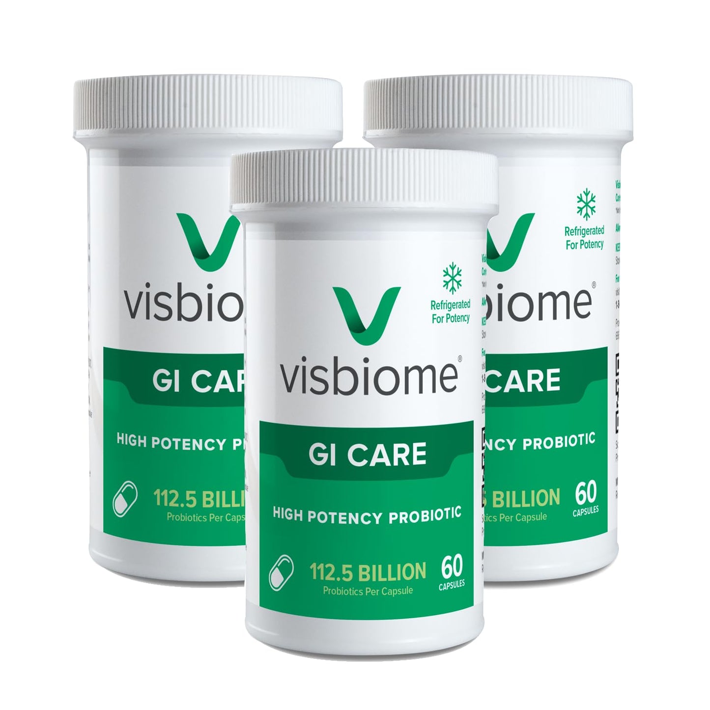 Visbiome® GI Care High Potency Probiotic, 112.5B CFU, 60 Capsules | Original De Simone Formulation®, Multi-Strain, Refrigerated Probiotics, Low FODMAP Certified, Gluten-Free, Made in USA