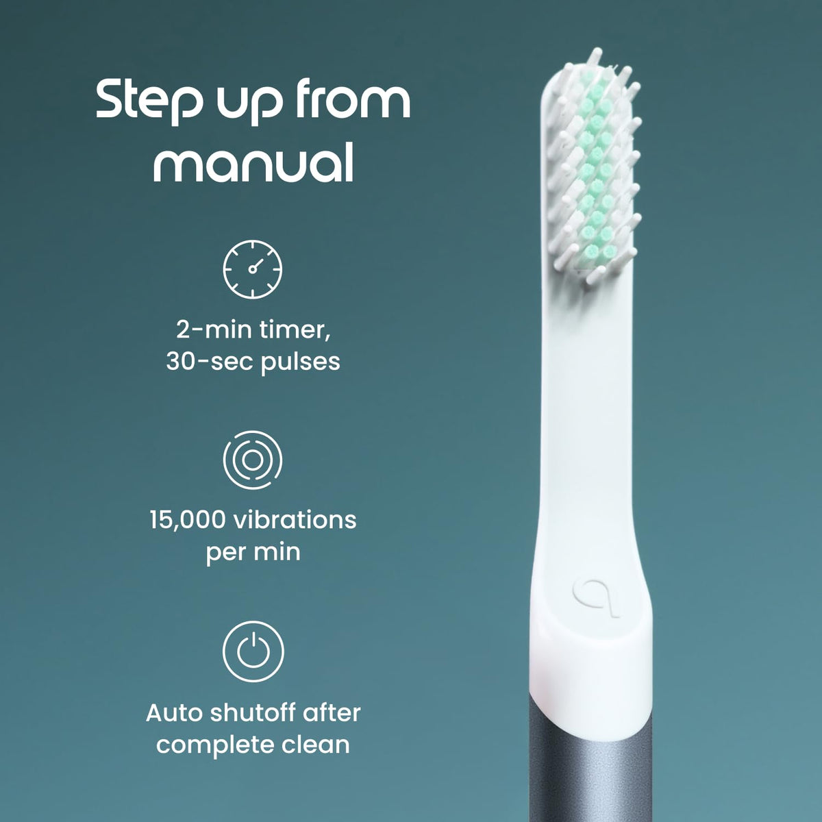 Quip Sonic Electric Toothbrush, Extra Brush Head, Metal Handle, Slate