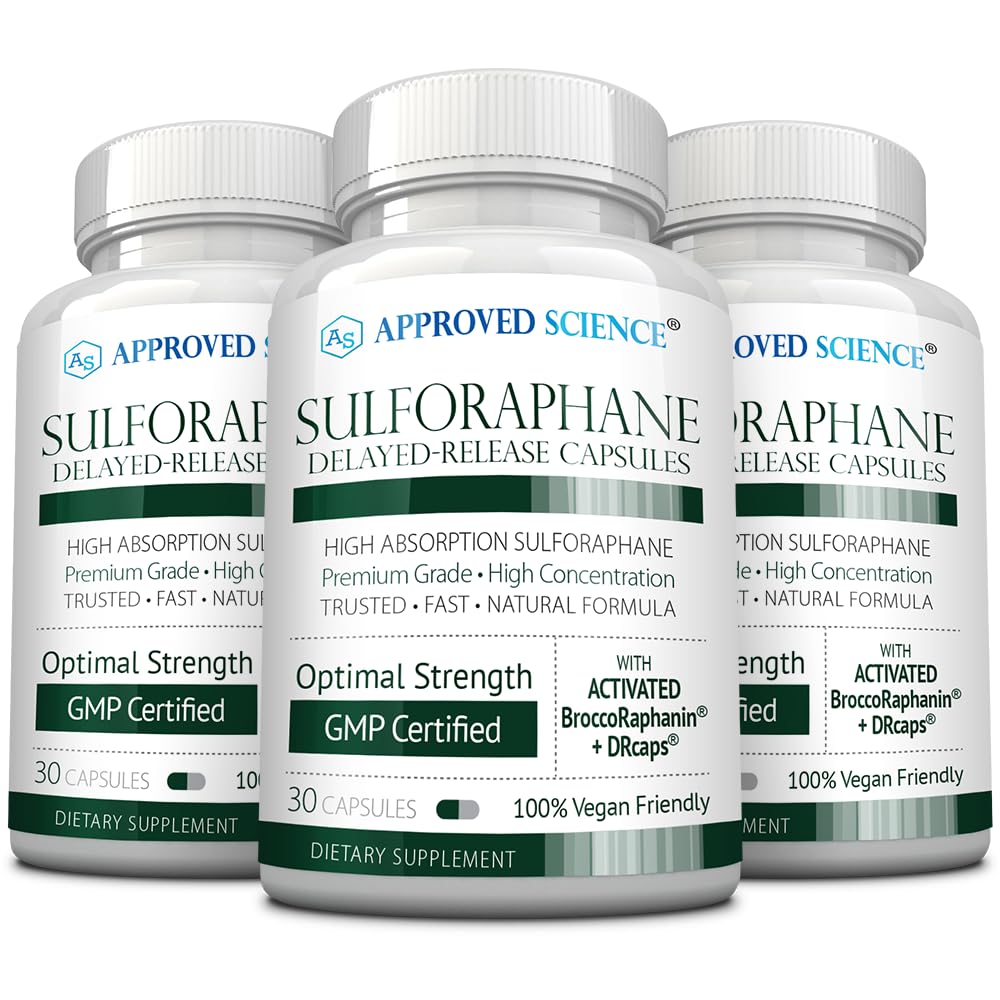 Approved Science Sulforaphane Delayed Release Capsules - 200mg Broccoli Seed Extract (BroccoRaphanin), 300mg Broccoli Powder - Vegan Sulforaphane Supplement - Pack of 1