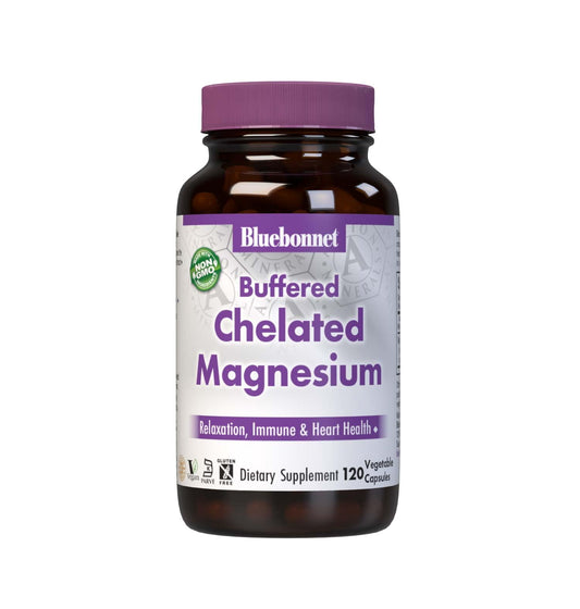 Bluebonnet Nutrition Albion Chelated Magnesium Vegetable Capsule, 200 mg, Stress Relief, Vegan, Non GMO, Gluten Free, Soy Free, Milk Free, Kosher, 120 Vegetable Capsule, 2 Month Supply