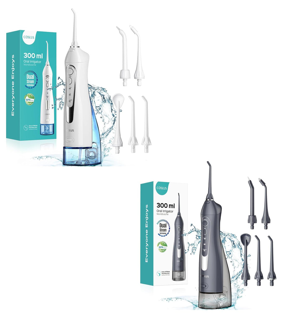 Water Dental Teeth Flosser Pick: 300ML Rechargeable Travel Irrigation Cleaner IPX7 Waterproof Portable Cordless Teeth Cleaning