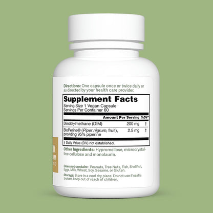 Dr. Murray's Ultra Clean DIM 200 mg & BioPerine Vegan Capsules - Delayed-Release | Estrogen Metabolism Support | Hormonal Balance | Third-Party Tested | GMP Certified| Soy Free & Non-GMO | 60 Count