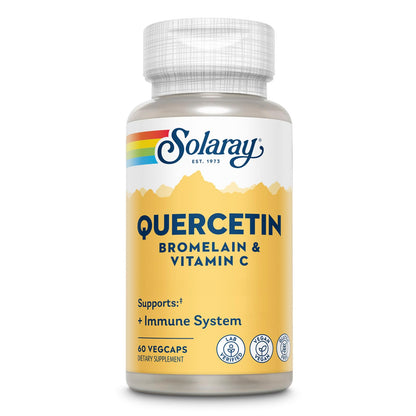 SOLARAY Quercetin Bromelain & Vitamin C, Immune System, Sinus, Respiratory & Antioxidant Activity Support, Vegan, 500mg of Quercetin & 1,235mg of VIT C, 60 Day Guarantee, 75 Servings, 150 VegCaps