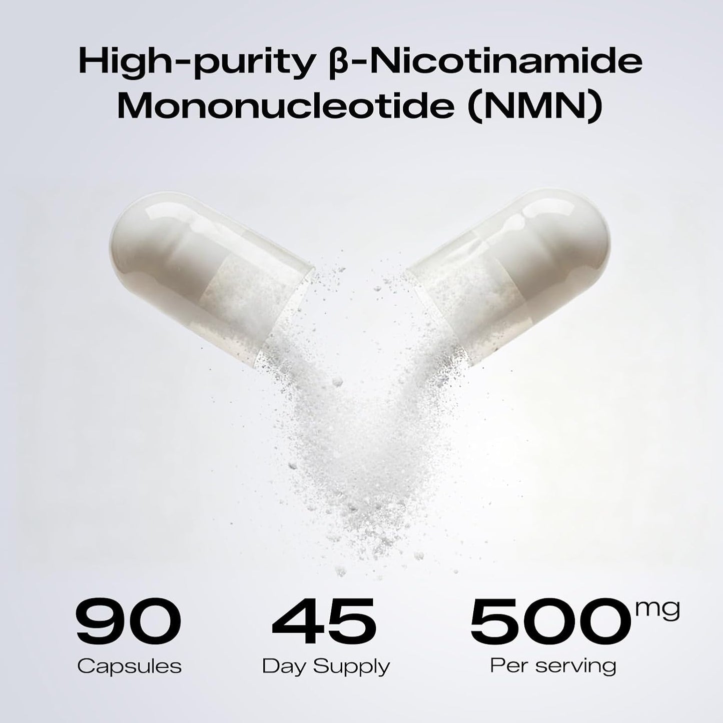 NMN Supplement 500mg - 99.9% Pure NMN Supplement Capsules for Increased NAD Levels & Healthy Aging - Third Party Tested Stabilized Capsules, cGMP Certified, 90 Liposomal NMN (45 Servings)
