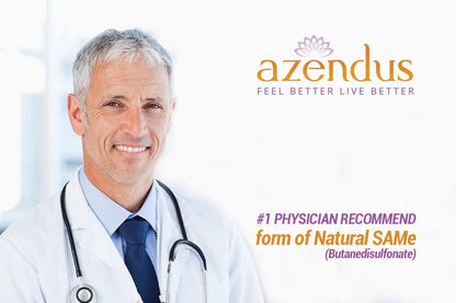 Azendus Mood 400mg 2-Boxes of S-Adendosylmethionine Butanedisulfonate (SAM-e) 120 Enteric Coated Tablets - Vegan, Gluten Free, Soy Free