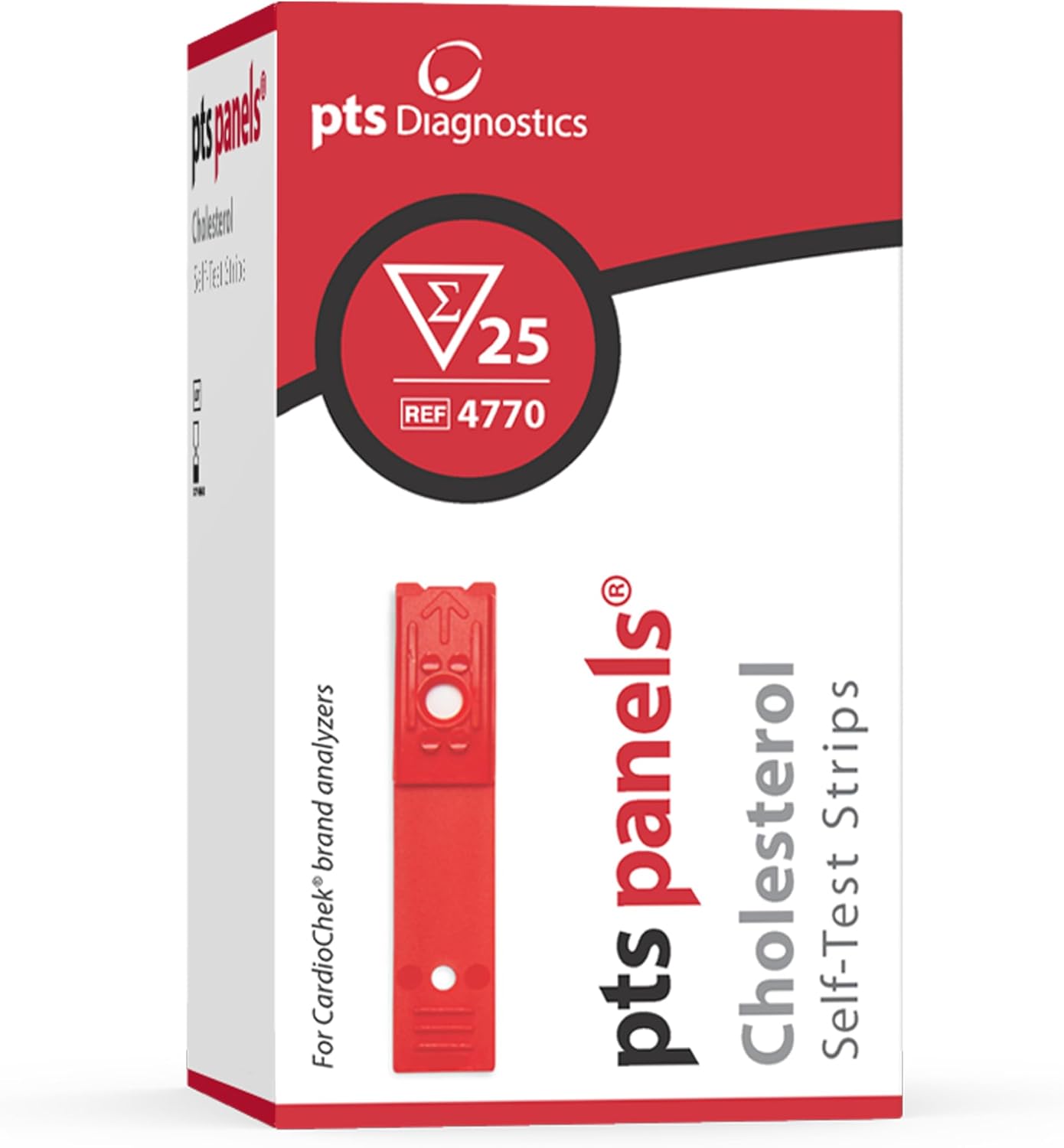 PTS Panels Cholesterol At-Home Self-Test Strips, 25 Tests | Cholesterol Testing for Use with CardioChek Analyzer (Sold Separately), Fast 45-Second Blood Test for Home Use