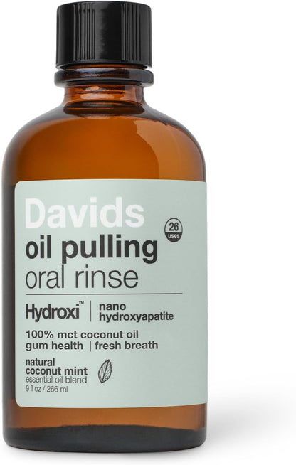 Davids Nano Hydroxyapatite Oil Pulling Mouthwash MCT Coconut Oil Mint 9 oz