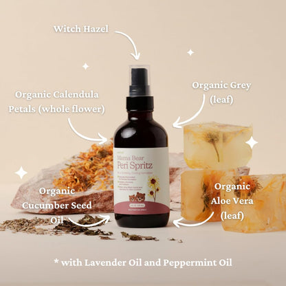SPRIGS Peri Spritz, 4 Fl Oz | Perineal Spray for Postpartum Recovery | A Soothing Natural Herbal Formula with Witch Hazel & Organic Aloe & Comfrey | 360° Bottle Top for Easy Access to the Perineum