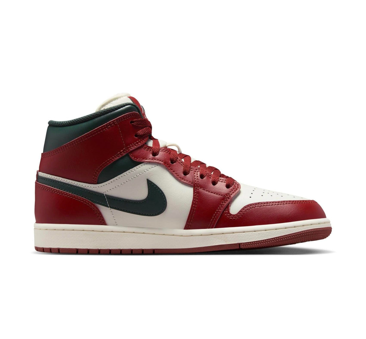 NIKE Air Jordan 1 Mid Men's Trainers Sneakers, Sail Redstone Midnight Green, 11