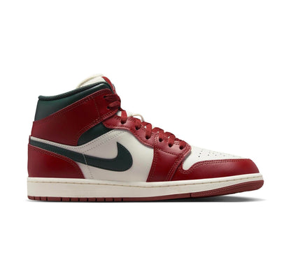 NIKE Air Jordan 1 Mid Men's Trainers Sneakers, Sail Redstone Midnight Green, 11