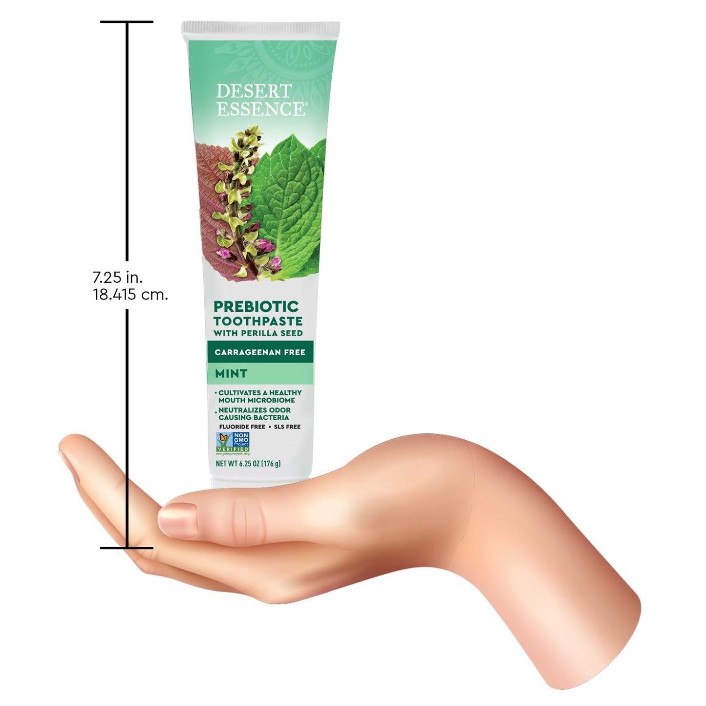 Desert Essence Prebiotic Plant-Based Whitening Toothpaste - Mint - Oral Care with Inulin, Perilla Seed & Aloe - Vegan, Fluoride Free, Non-GMO, Gluten-Free, Cruelty-Free - 6.25 oz