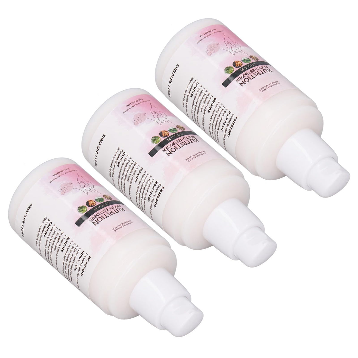 Phyto Estrogen Cream, Menopause Relief, Hormone Support, Sleep Enhancement, Ingredients, 3pcs 100ml