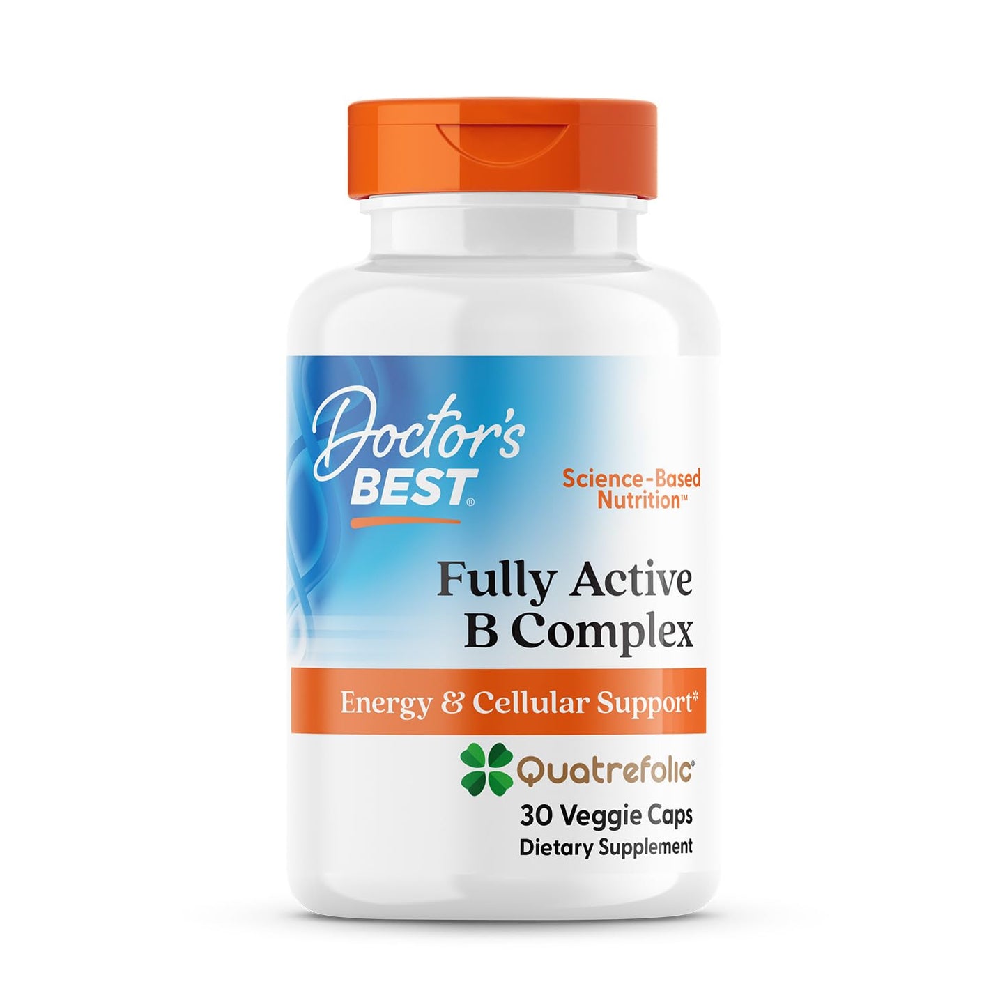 Doctor's Best Fully Active Vitamin B Complex Supplement for Men & Women - Super Complex with Methylated B12 & Folate, B6, Biotin, Pantothenic Acid, & More, Energy Support Caps - 30 Veggie Capsules