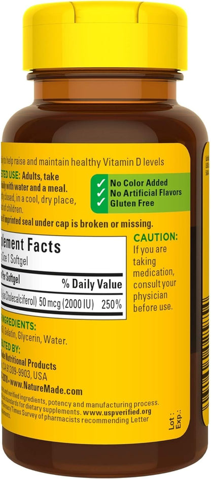 Nature Made Vitamin D3 2000iu 320 Ct. Soft Gels (Packaging May Vary)
