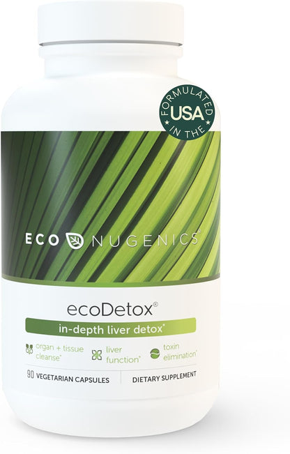 EcoNugenics ecoDetox Supplement for Liver Detox & Total Body Cleanse – Helps Enhance Digestive Health & Energy – Formulation w/Milk Thistle, Vitamin B12, Magnesium & More – 90 Capsules