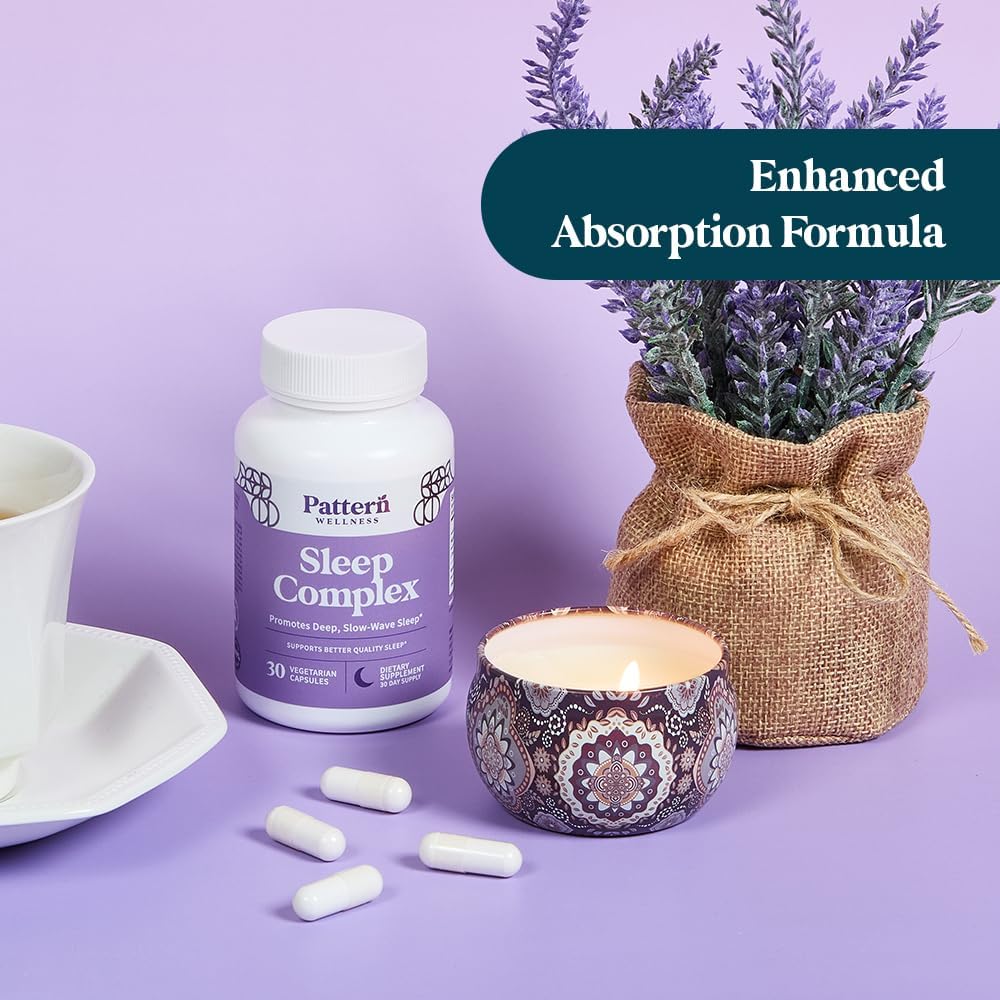 Pattern Wellness Sleep Complex – Supports Relaxation & Healthy Sleep Patterns – with Melatonin, L-Theanine & Magnesium – 30 Vegan Capsules