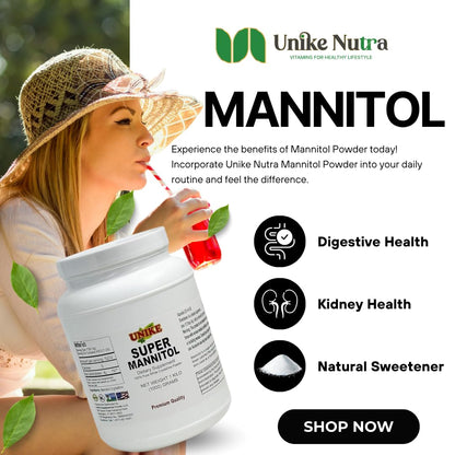 Unike Nutra Mannitol Powder - Mannitol Sweetener, Sugar Substitute, Mannitol Supplement, Natural & Gluten Free, 4g per Servings, Premium Mannitol Powder, 1kg (2.2 lbs) (Pack of 1)