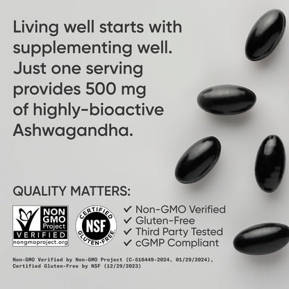 Sports Research® Ashwagandha Softgels with Coconut MCT Oil - Natural Adaptogen Made with Shoden® Ashwa for Relaxation, Calm & Sleep Support - Gluten Free & Vegan Friendly - 60 Count