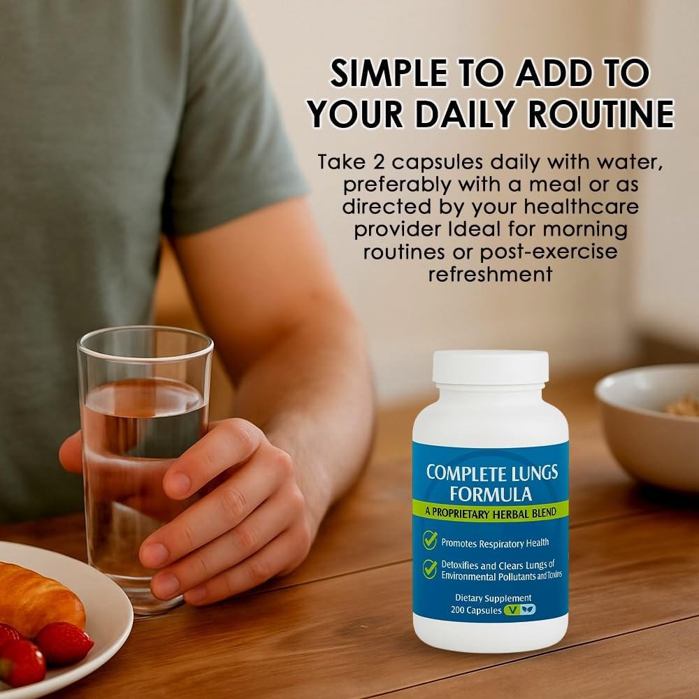Complete Lungs Formula Lung Supplement, Mullein Leaf, 200 Caps