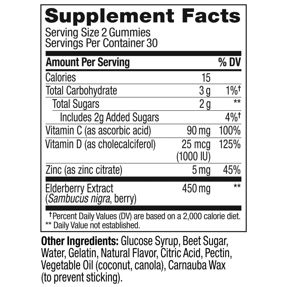 OLLY Extra Strength Elderberry Gummies, Immune Support, 450mg Elderberry, Vitamin C