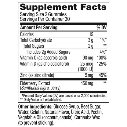 OLLY Extra Strength Elderberry Gummies, Immune Support, 450mg Elderberry, Vitamin C